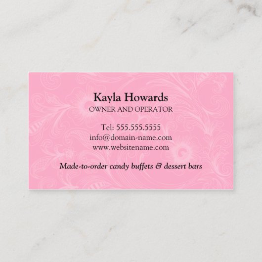 Snoep- en dessertbuffer visitekaartje (Achterkant)