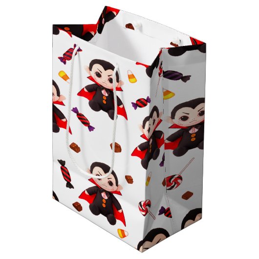 Snoep en Dracula voor Halloween Gift Medium Cadeauzakje (Voorkant Gekanteld)