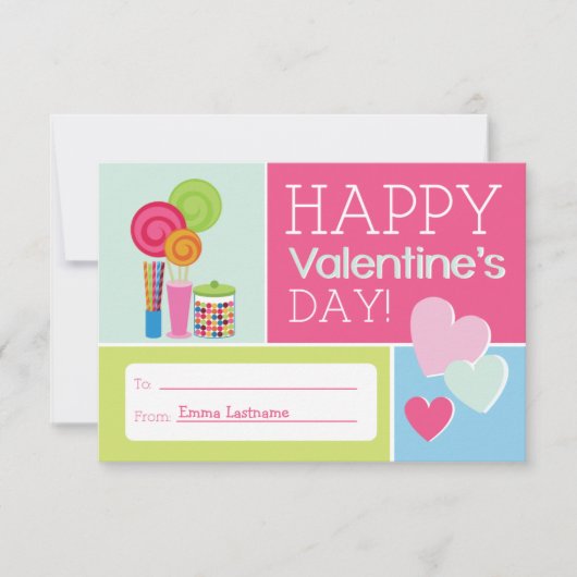 Snoep en hart Kinder school/klaslokaal Valentijn Kaart (Voorkant)