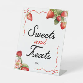 Snoep en lekkernijen teken | Aardbei Baby shower Reclamebord Met Voetstuk