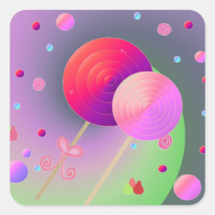 Snoep en Lollipops Vierkante Sticker