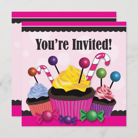 Snoep en perskoeken - partijuitnodiging kaart (Voorkant / Achterkant)