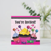 Snoep en perskoeken - partijuitnodiging kaart (Staand voorkant)