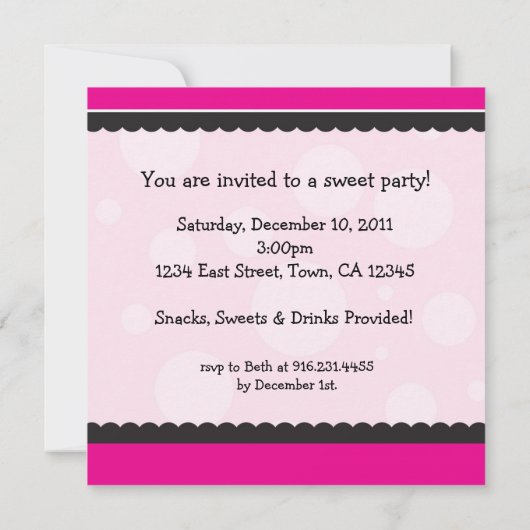 Snoep en perskoeken - partijuitnodiging kaart (Achterkant)