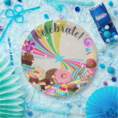 Snoep- en regenboogwervelpartij papieren bordje (Feest)