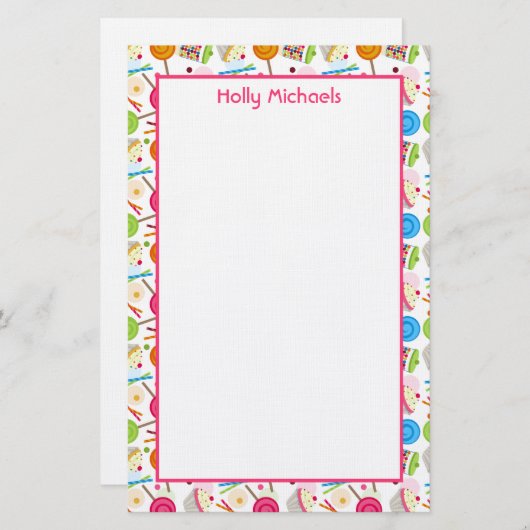 Snoep- en Sweets Patroon - Aangepaste schrijfbenod Briefpapier (Voorkant / Achterkant)