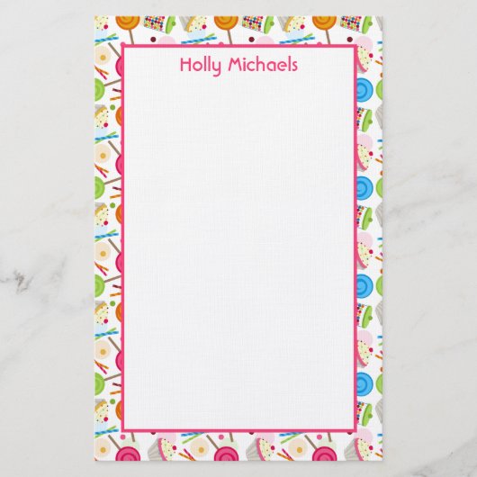 Snoep- en Sweets Patroon - Aangepaste schrijfbenod Briefpapier (Voorkant)