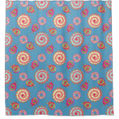 Snoep en taarten blauw douchegordijn (Voorkant)