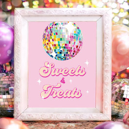 Snoep en Traktaties Disco Bal Retro Groovy Verjaar Poster