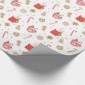 Snoep en warme chocolademelk kerstinpakpapier cadeaupapier (Hoek)