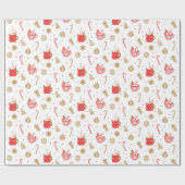 Snoep en warme chocolademelk kerstinpakpapier cadeaupapier (Vlak)