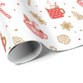 Snoep en warme chocolademelk kerstinpakpapier cadeaupapier (Rol Hoek)