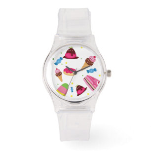 Snoep en zoet gekleurd patroon horloge