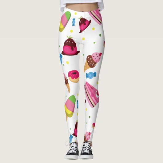 Snoep en zoet gekleurd patroon leggings (Voorkant)