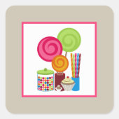 Snoep en zoet vierkante sticker (Voorkant)