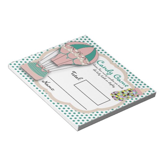 Snoep Fles Guessing Game, M&M, Hot Air Ballon Notitieblok (Schuin)