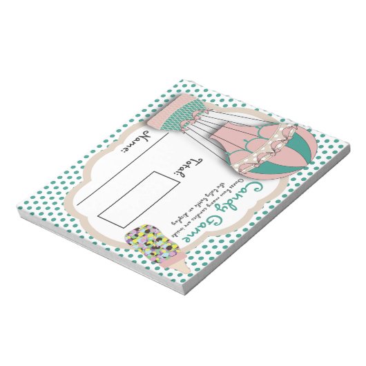 Snoep Fles Guessing Game, M&M, Hot Air Ballon Notitieblok (Linkerzijde)