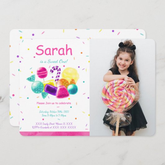 Snoep Foto Uitnodiging  (Voorkant / Achterkant)