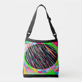 Snoep gekleurd kunststijlontwerp op zwarte achterg crossbody tas