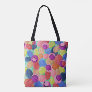 Snoep gekleurde bloemen tote bag