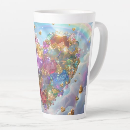 Snoep Gekleurde Crystal Heart Digitale kunst Latte Mok (Rechterhoek)