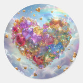 Snoep Gekleurde Crystal Heart Digitale kunst Ronde Sticker (Voorkant)