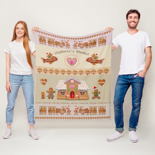 Snoep-geprinte ontbijtkoek en stoomtreinen fleece deken (In situ)