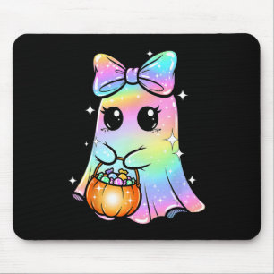 Snoep Ghost Shirt Rainbow Bow Treat Trick or Funny Muismat