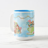 Snoep Gingerbread en Candy Cane Design Tweekleurige Koffiemok (Voorkant links)