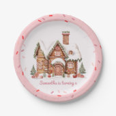 "Snoep Gingerbread House Roze Verjaardag Papieren Bordje (Voorkant)
