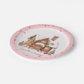 "Snoep Gingerbread House Roze Verjaardag Papieren Bordje (Gekanteld)