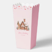 Snoep Gingerbread House Roze Verjaardag Popcorn Bedankdoosjes (Voorkant)