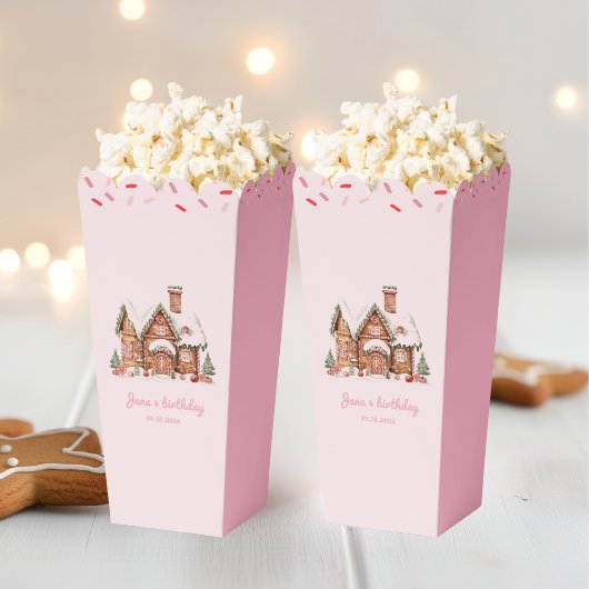 Snoep Gingerbread House Roze Verjaardag Popcorn Bedankdoosjes