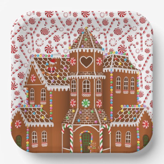 Snoep Gingerbrood House Papieren Bordje (Voorkant)