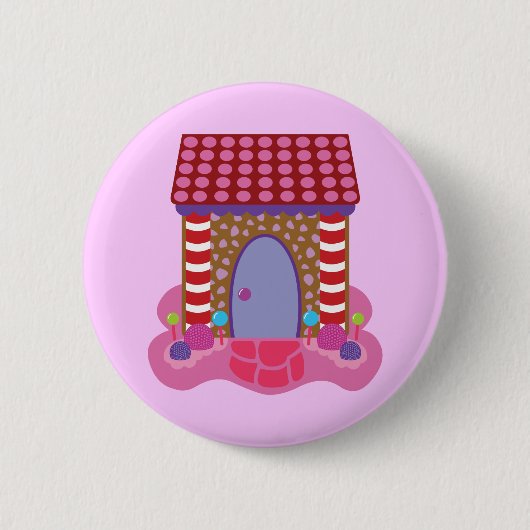 Snoep Gingerbrood House Ronde Button 5,7 Cm (Voorkant)