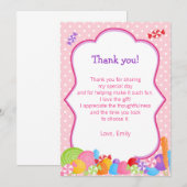 Snoep Girl Birthday Party - Hartelijk dank Bedankkaart (Voorkant / Achterkant)