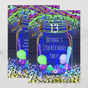 Snoep gloed in de donkere maden van Jar Party Kaart