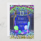 Snoep Glow in the Dark Mason Jar Party Uitnodiging (Voorkant)