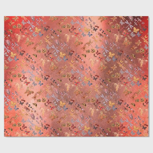 Snoep Gold Meadow Butterfly snijdt Pareltjes Diamo Cadeaupapier (Vlak)