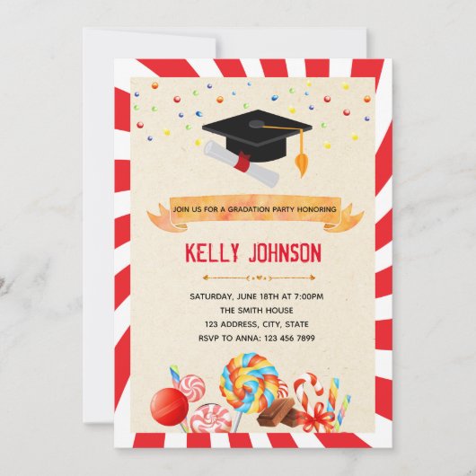 Snoep Graduation Party Invitation Kaart (Voorkant)