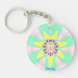 SNOEP ~ Groene gele roze Paarse cirkelvormige acry Sleutelhanger