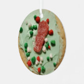 Snoep Gummie met kerstsuiker, bevroren Metalen Ornament (Voorkant links)