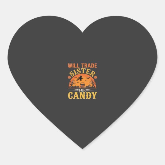 Snoep Halloween Zus Handel Design_1 Hart Sticker (Voorkant)