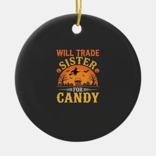 Snoep Halloween Zus Handel Design_1 Keramisch Ornament (Voorkant)