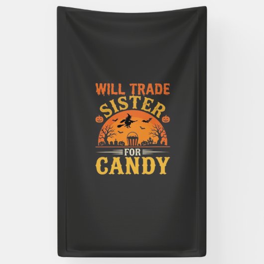 Snoep Halloween Zus Handel Design_1 Spandoek (Verticaal)