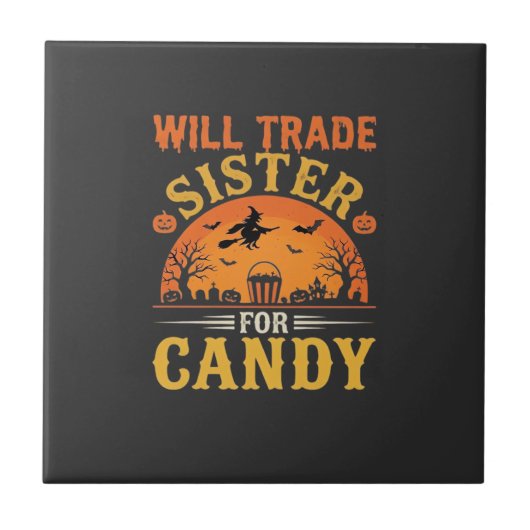 Snoep Halloween Zus Handel Design_1 Tegeltje (Voorkant)