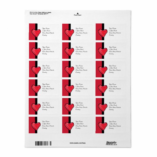 Snoep hart 1 Adres Etiket (Full Sheet)