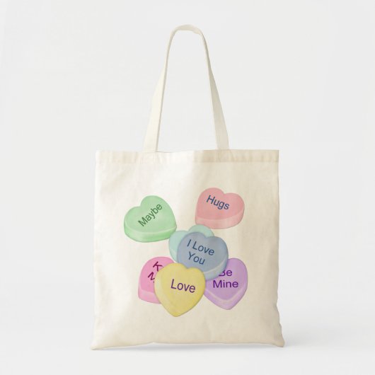 Snoep, hart en tekst tote bag (Voorkant)