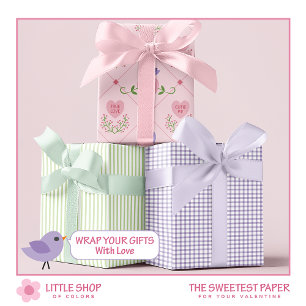 Snoep Hart en Tortelduifjes Valentijnsdag Inpakpapier Vel