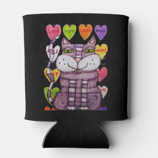 Snoep Hart Paarse Kat Valentijn Blikjeskoeler (Achterkant)